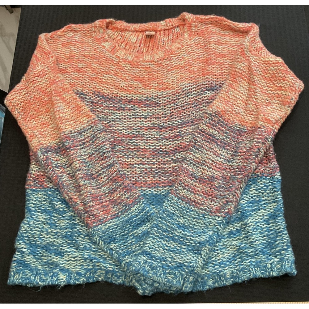 Twisted Angels Sweater Womens XL Multicolor Chunky Knit Crewneck Pullover